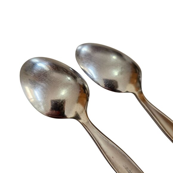 2 Elden Vintage Flower Teaspoon Spoon Stainless 6" Rose Midcentury Colonial Styl - Picture 6 of 7